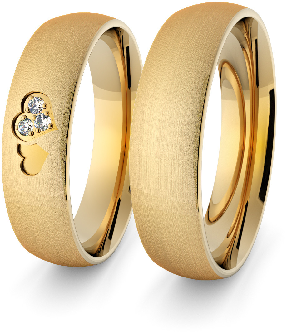 Eminence Obrączki ślubne klasyczne 5 mm z splecionymi sercami i brylantami - 102 Au-classic-5-102