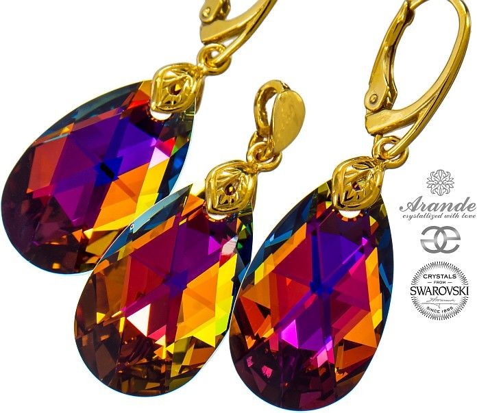 Arande NOWE SWAROVSKI piękny komplet VOLCANO GOLD ZŁOTE SREBRO 700463