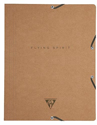 Clairefontaine 103514C Flying Spirit, teczka z 3 klapkami, do formatu DIN A4, 24 x 32 cm, koperta z kartonu, 1 sztuka, brązowa z posortowanymi wzorami 103514C