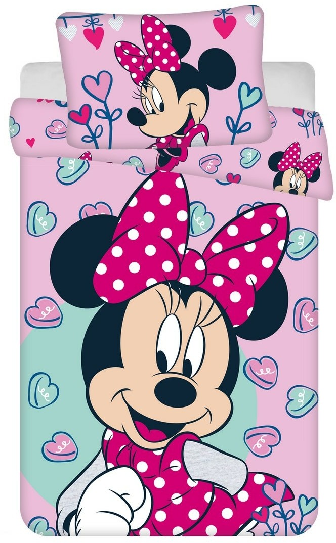 Bawełniana pościel dziecięca do łóżeczka Minnie pink 02 baby, 100 x 135 cm, 40 x 60 cm