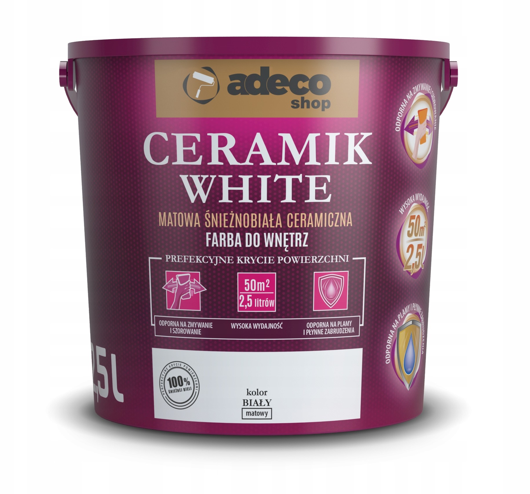Ceramik White biała farba do ścian i sufitów 2,5L