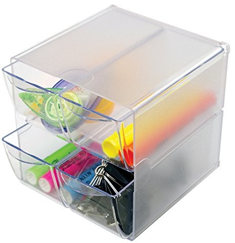 Deflecto Stackable 4 Drawer Cube storage organizer-6