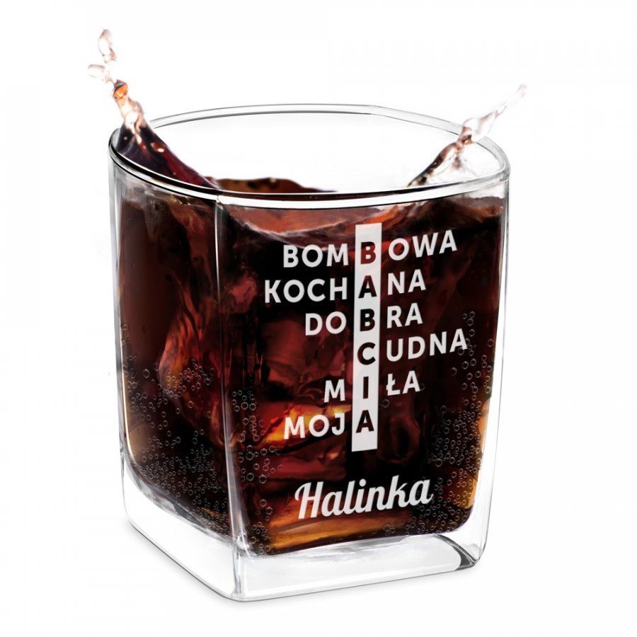 Murrano Szklanka do Whisky Grawer Krzyżówka dla Babci SZC-039