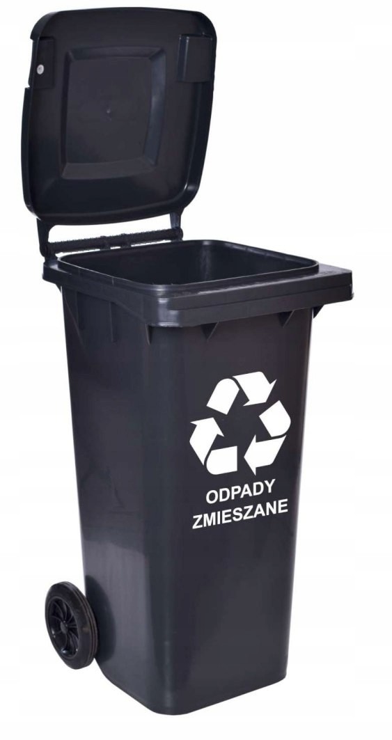 Gockowiak Pojemnik na odpady zmieszane 120L kosz Czarny Hdpe