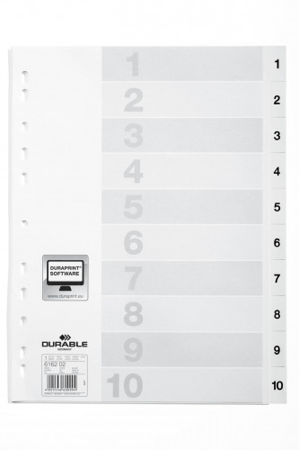 DURABLE Przekładki do segregatora 1-12 A4 białe 6162-02