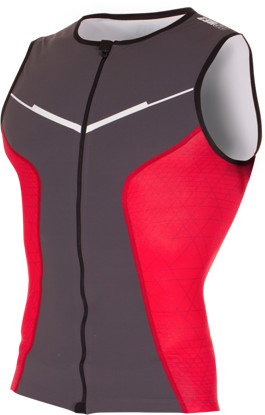 ZEROD koszulka triathlonowa RACER SINGLET szaro-czerwona