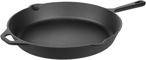 AmazonBasics patelnia z trzonkiem z żeliwa już eingebranntem, 38,1 cm S281