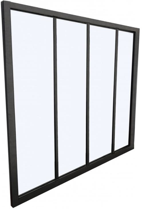 Vente-Unique pl Przeszklona ścianka BAYVIEW z aluminium lakierowanego na czarno - 120x105 cm