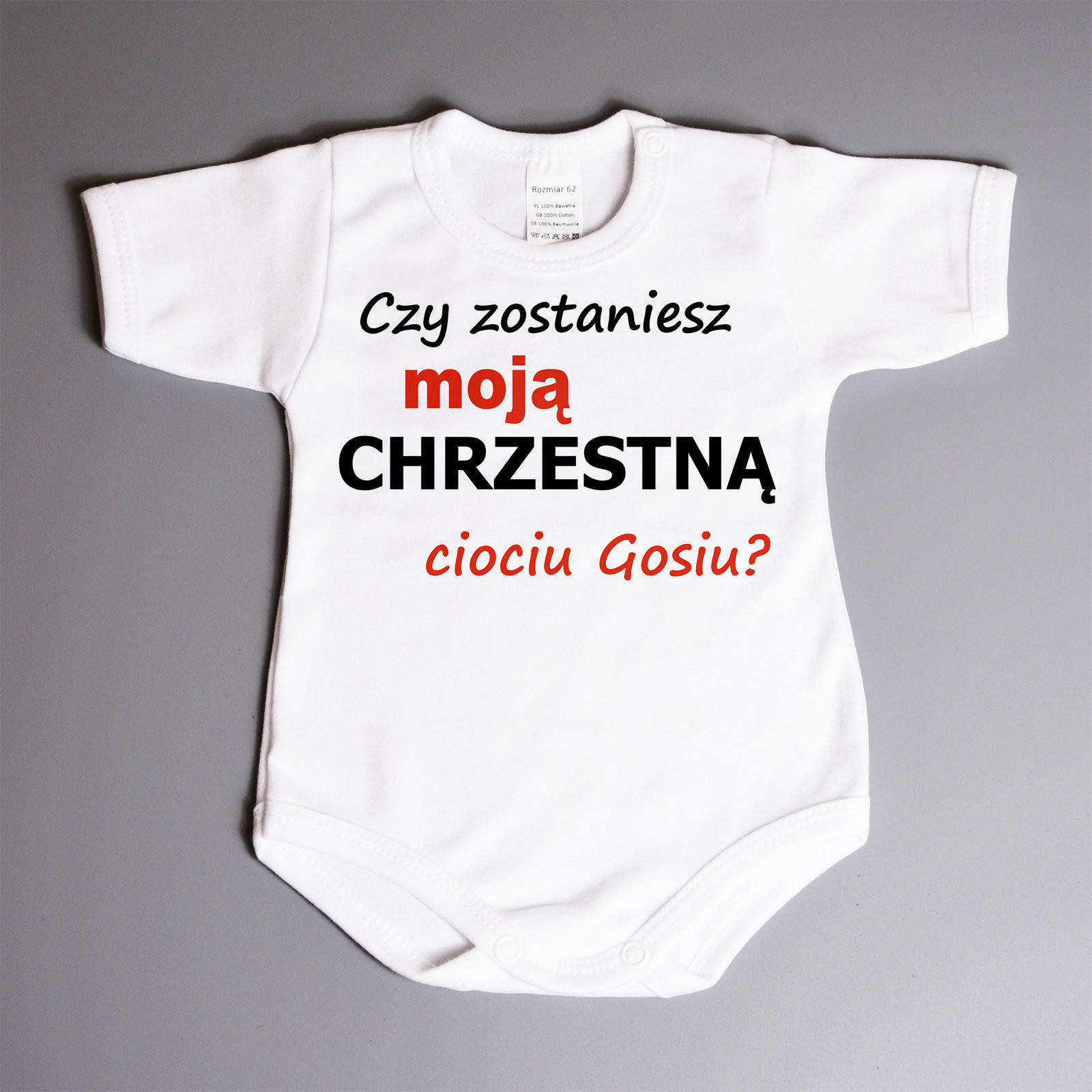 Poczpol Czy zostaniesz moja chrzestną ciociu (imię)$79 - body niemowlęce PRZPOC-21-2047
