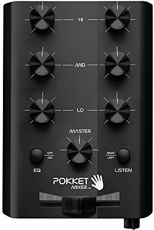 PokketMixer Pokketmixer - Mini mikser DJ - na imprezy wszędzie z telefonem, odtwarzaczem MP3 tabletem - bez prądu (czarny) PMBLA1