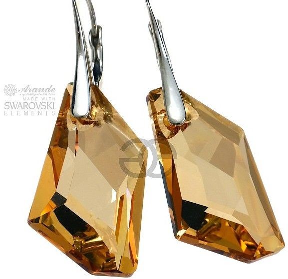 Swarovski piękne kolczyki GOLDEN SHADE SREBRO CERTYFIKAT
