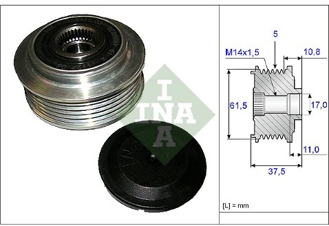 INA Alternator - sprzęgło jednokierunkowe INA 535 0107 10