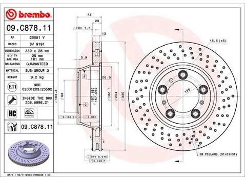 BREMBO Tarcza hamulcowa 09.C878.11