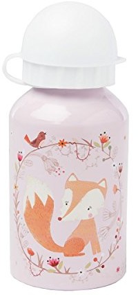 Sass & Belle sass & belle Fuchs butelka butelka na napoje różowa biała metalowa z pokrywką, 300 ML dla dzieci ANG008