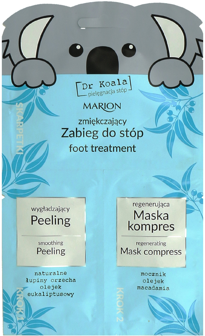 Marion Dr Koala Pielęgnacja Stóp Zmiękczający Zabieg Do Stóp Peeling + Maska Kompres 6,5ml + 6ml