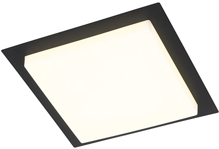 QAZQA Strakke buitenplafondlamp zwart vierkant incl. LED - Lys 102995