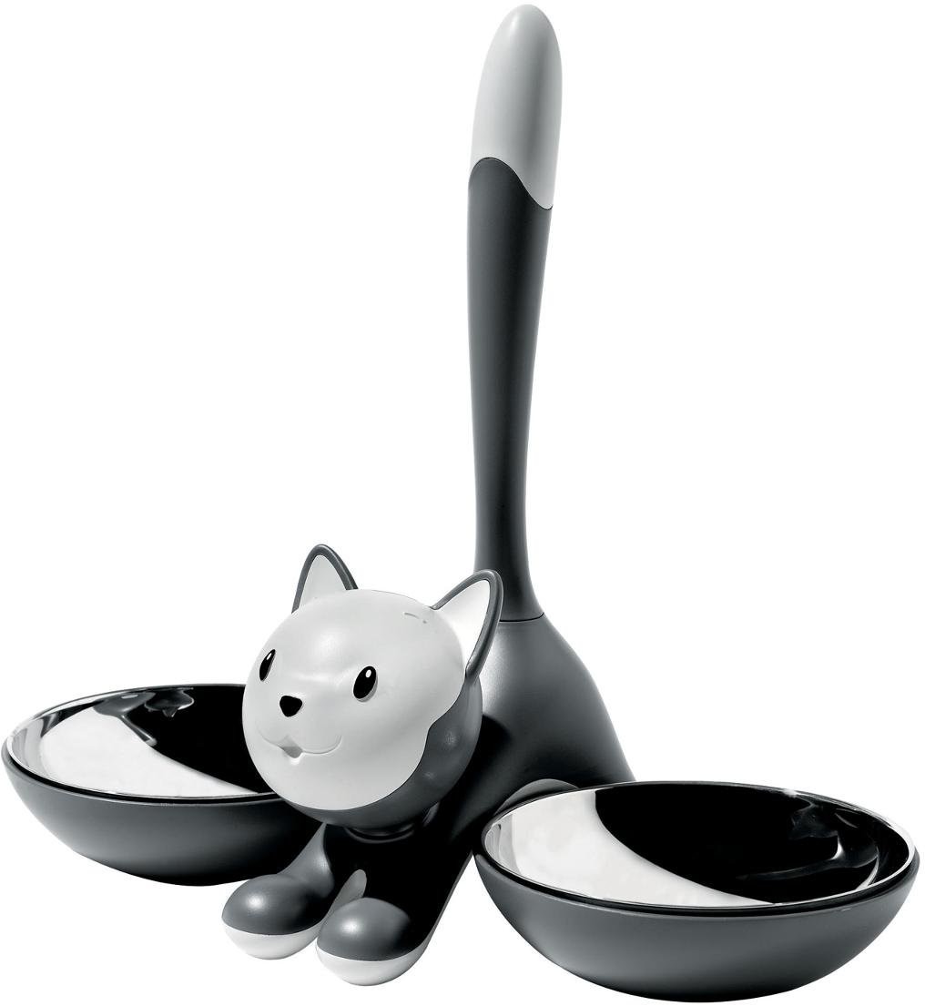 Alessi Tigrito, Miska na pokarm dla zwierz膮t, kot, czarno-bia艂a, 550 ml