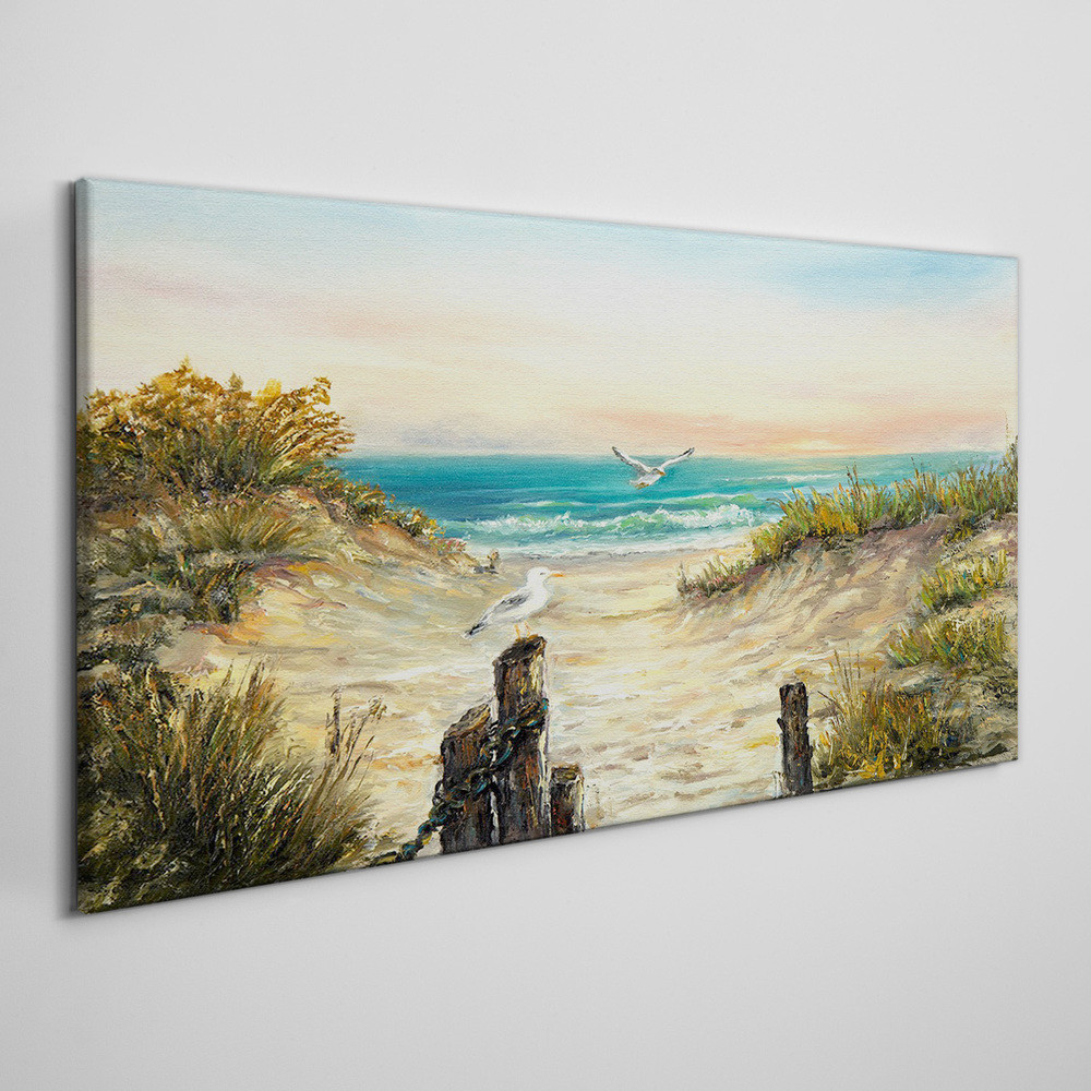 PL Coloray Obraz na Płótnie wybrzeże plaża morze niebo 100x50cm