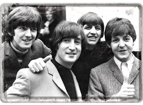 Art Nostalgic 10303 celebryci The Beatles Photo, pocztówka blaszana 10 x 14 cm metalowa, kolorowa, 10 x 14 x 0.2 cm 10303