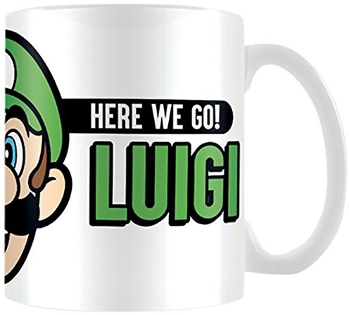 Unbekannt Super Mario kubek do kawy Here we go Luigi białe w pudełku prezentowym MG24846