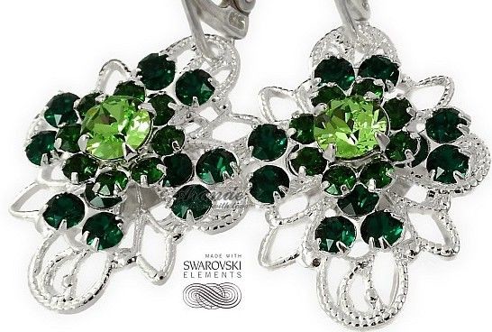 Swarovski UNIKAT KOLCZYKI EMERALD VENUE SREBRO