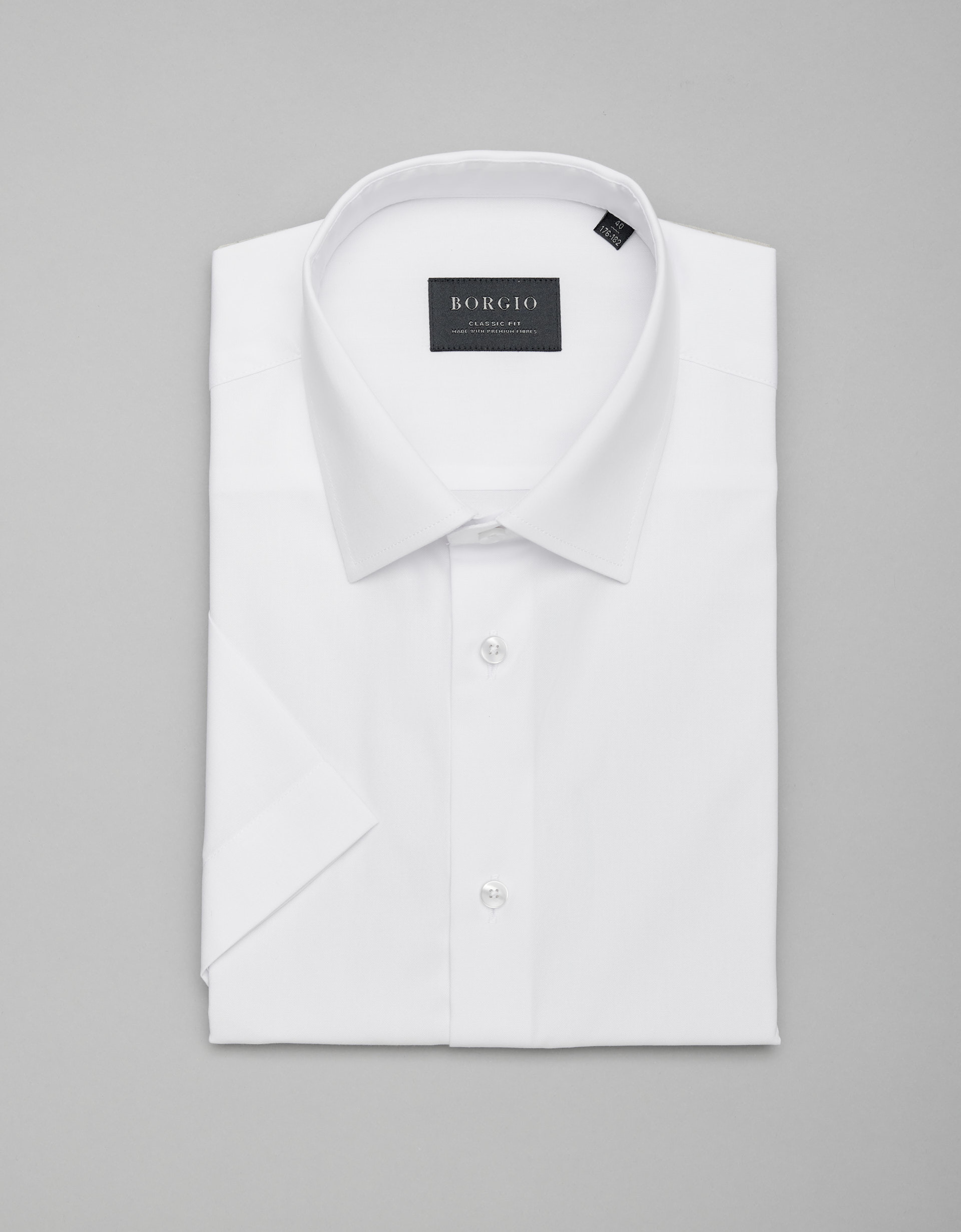 Borgio koszula canosa 00338 krótki rękaw biały classic fit