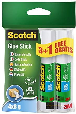 Scotch 6208p3 + 1 klej w sztyfcie Standard Promotion, nie zawiera rozpuszczalników, 8 G, 4 sztuki 6208P3+1