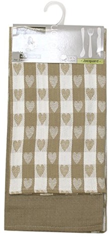 Soleil d'ocre Soleil D 'ocre 712028 ręczniki do naczyń, ze wzorem w serca, tkaniny żakardowe bawełna, 50 x 70 cm, 2 sztuka, kość słoniowa, 50 x 70 cm 712030