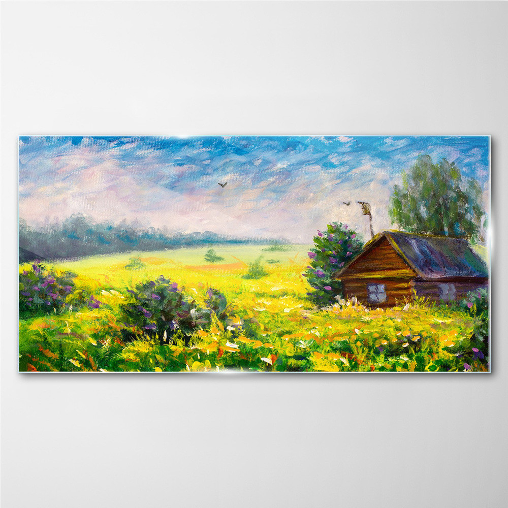 PL Coloray Obraz Szklany Niebo Kwiaty Krajobraz 100x50cm