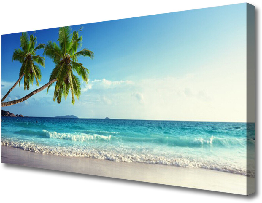 PL Tulup Obraz Canvas Morze Plaża Palma Krajobraz 100x50cm