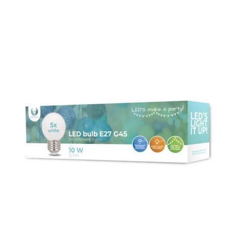 Forever Light Żarówka LED E27 2W 230V biała G45 kulka - 5 sztuk RTV003603