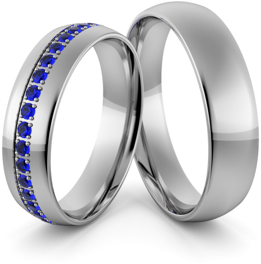 Eminence Obrączki ślubne palladowe 5 mm z szafirami - Pd-109 Pd-109-2