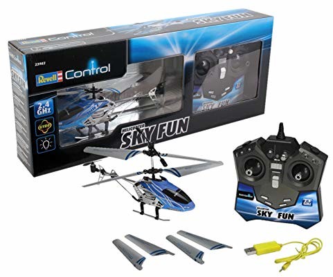 Revell zdalnie Control RC Helikopter, helikopter dla początkujących użytkowników, 2,4 GHz Fernsteuerung, wystarczy do lotu, Gyro, stabilny Chassis, oświetlenie LED, oświetlenie  ładowarka  Sky Fun USB