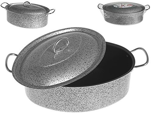 Home Rondel  Salt peper owalna, z uchwytem i pokrywa, powłoka nieprzywierająca, 32 cm, srebrna/czarna