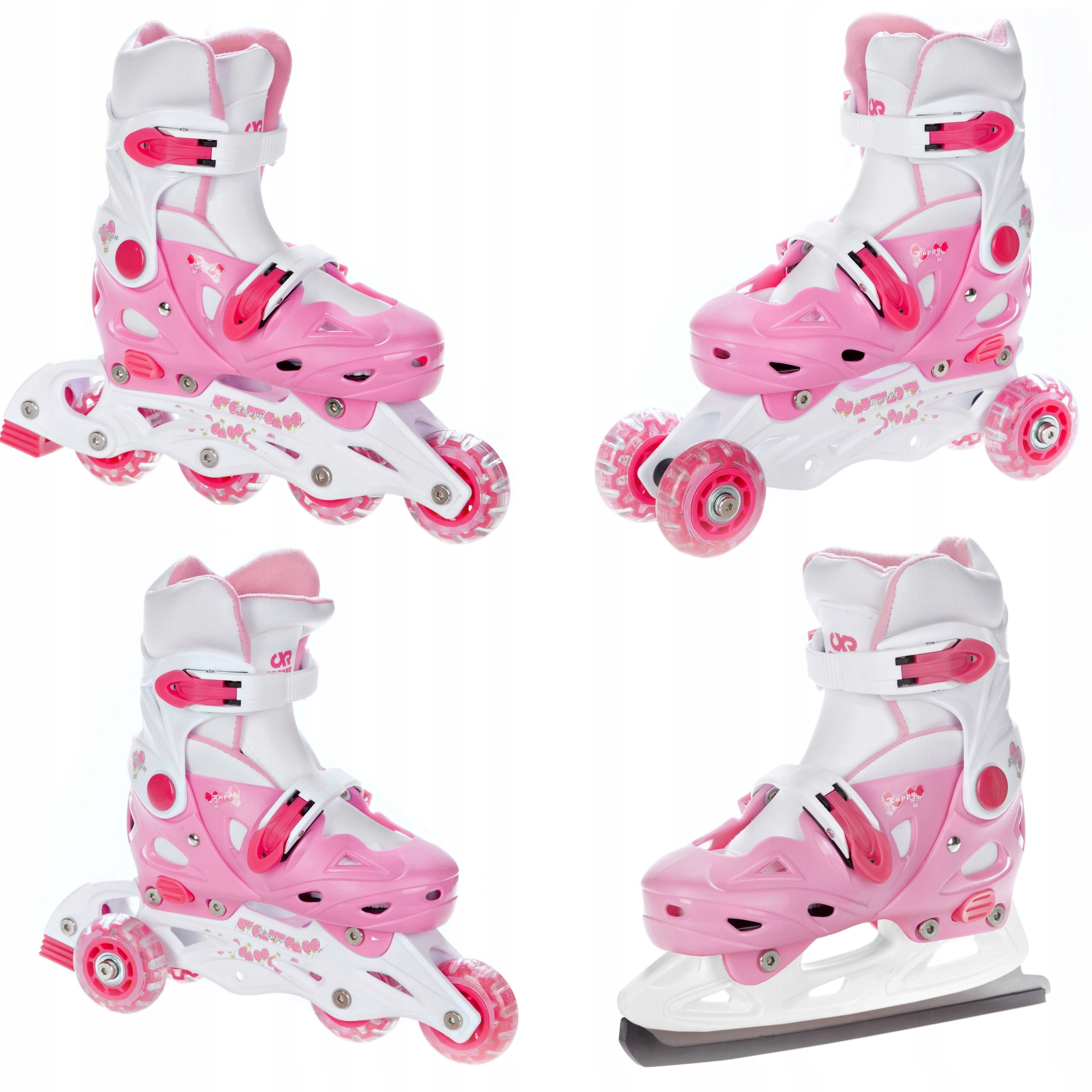 Rolki Wrotki Łyżwy 4w1 Croxer Balloon Pink 37-40