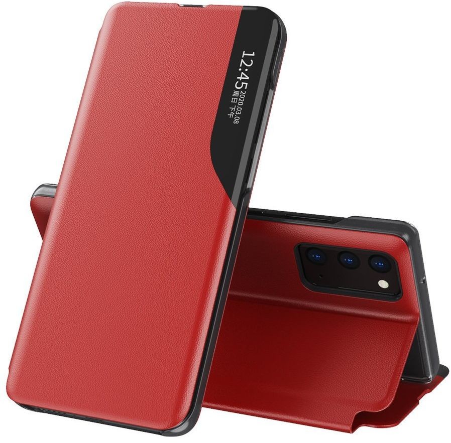 Eco Hurtel Leather View Case elegancki futerał etui z klapką i funkcją podstawki Samsung Galaxy A72 4G czerwony