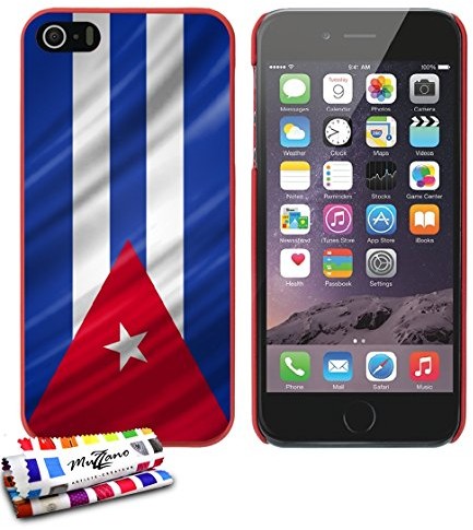 MUZZANO ultracienkim miękkie na telefon Apple iPhone 5 [Kuba flaga] [czerwony] firmy muzzano + rysik i ściereczka z mikrofazy muzzano gratis  Das ultimative, eleganckie i trwałe etui ochronnego do swój telefo UP-569847-129-NNNN