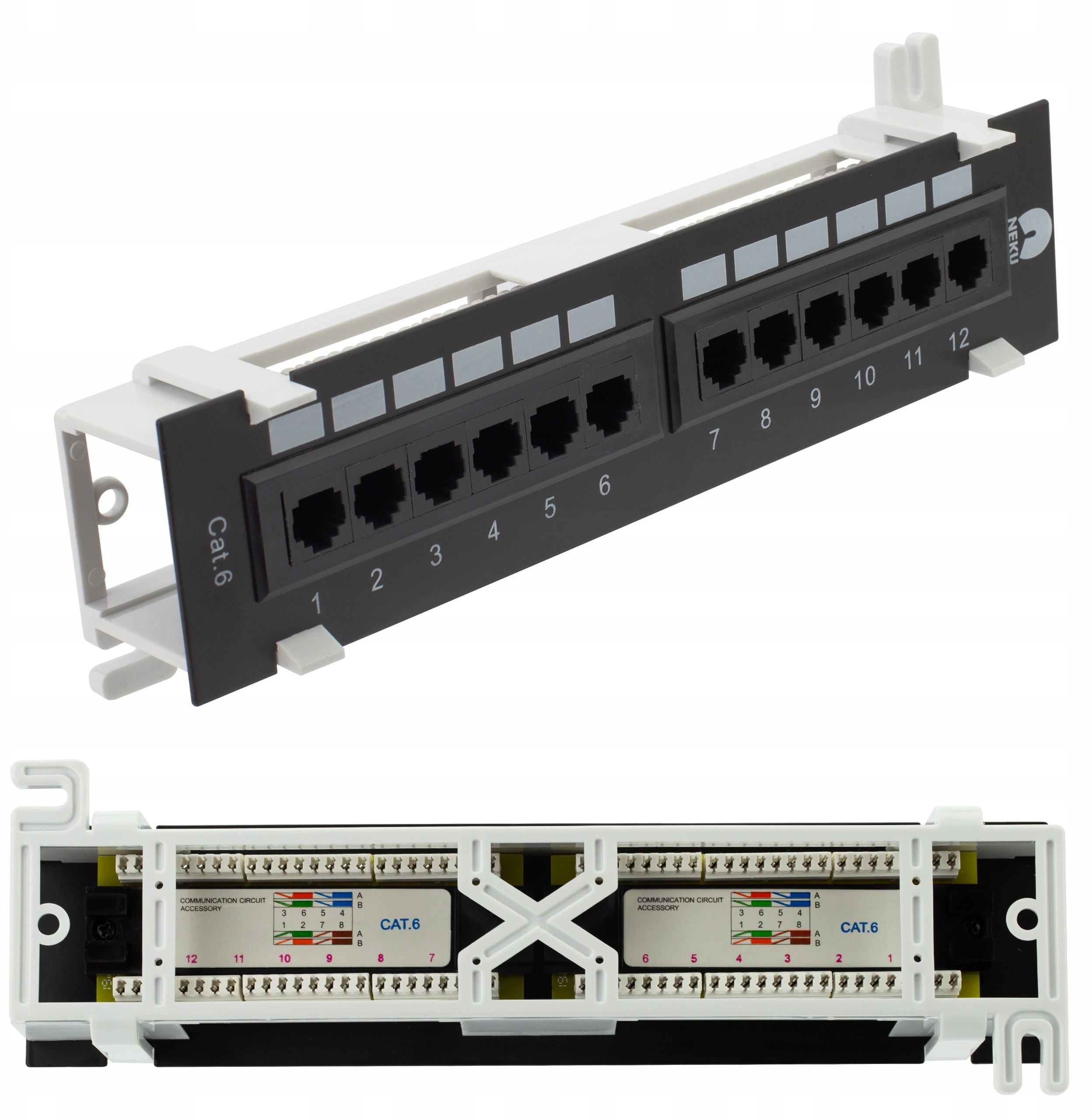 Neku Patch panel naścienny Utp 10'' 12x RJ45 kat.6