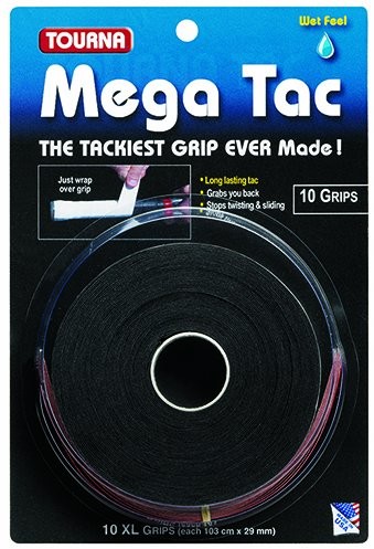 Unique Sports Unique tourna Mega tac Tennis Racket tacky Replacement XL Grip  Black, 10-Pack TG10MTN_Noir