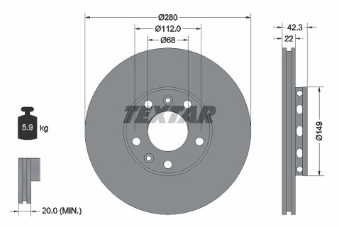 TEXTAR Tarcza hamulcowa 92152200