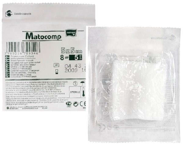 MATOCOMP Kompresy z gazy 17-nit. 8-warst. jałowe 10x10cm -3 szt.