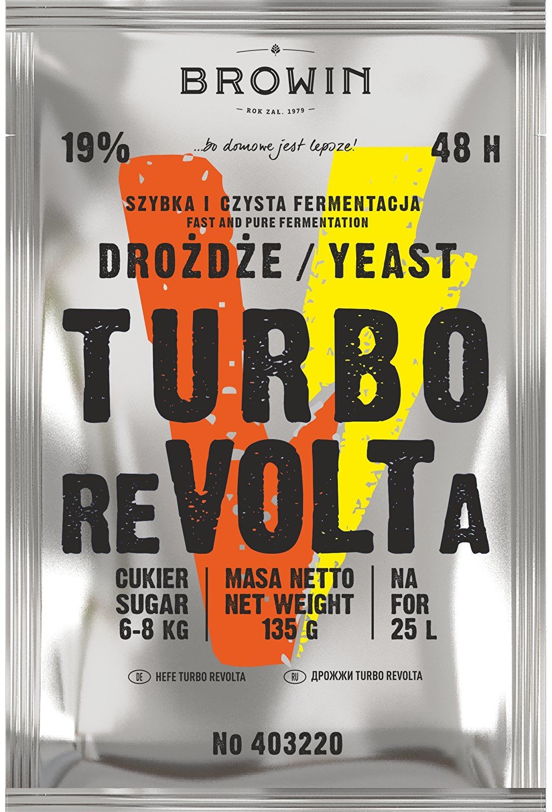 Browin Drożdże gorzelnicze Turbo reVOLTa 48h