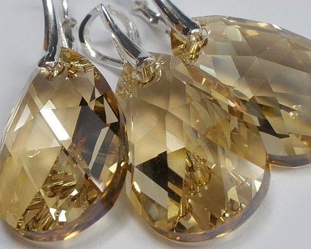 Arande Swarovski duży komplet Srebro Golden SHADOW 22MM 2088147583