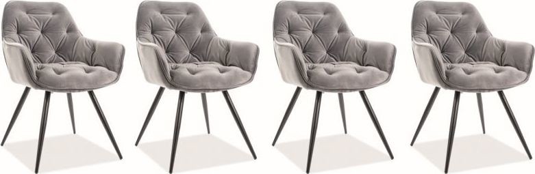 Signal Zestaw krzeseł CHERRY VELVET 4 szt szare ZESTAW-CHERRYVCSZ-4SZT