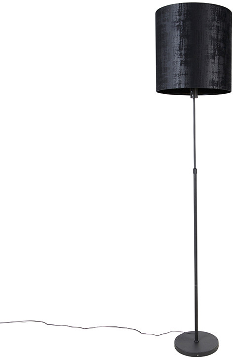QAZQA Lampa podłogowa regulowana czarna klosz welurowy czarny 40cm - Parte