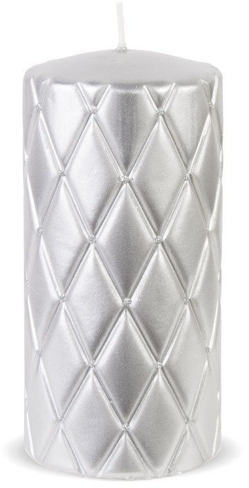 Lumarko Lumarko Świeca Walec Średni Parafin 7xh14cm Srebrny! BC2353 Mondex