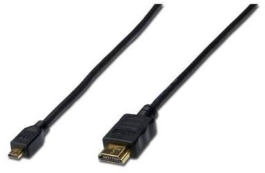 Assmann KABEL POŁĄCZENIOWY MICROHDMI HIGHSPEED 1.4 ETH. TYP HDMI A/HDMI D M/M CZARNY 2M AK-330109-020-S KABASAMON0002 [4424523]