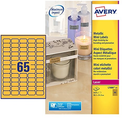 Avery Laser z etykietami Mini 25 arkuszy Golden L7680-25