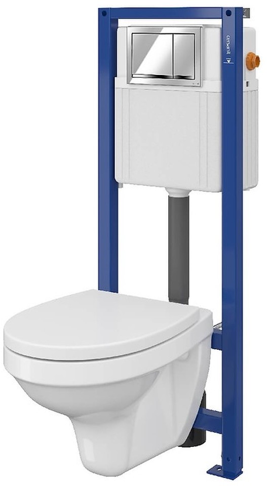 Cersanit Zestaw AQUA 02 z miską i deską wolnoopadającą oraz przyciskiem chrom błyszczący 10S701-216