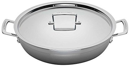 Le Creuset 96203924001000 patelnia 3ply-wiele warstw profesjonalny, z pokrywką 24 cm 96203924001000